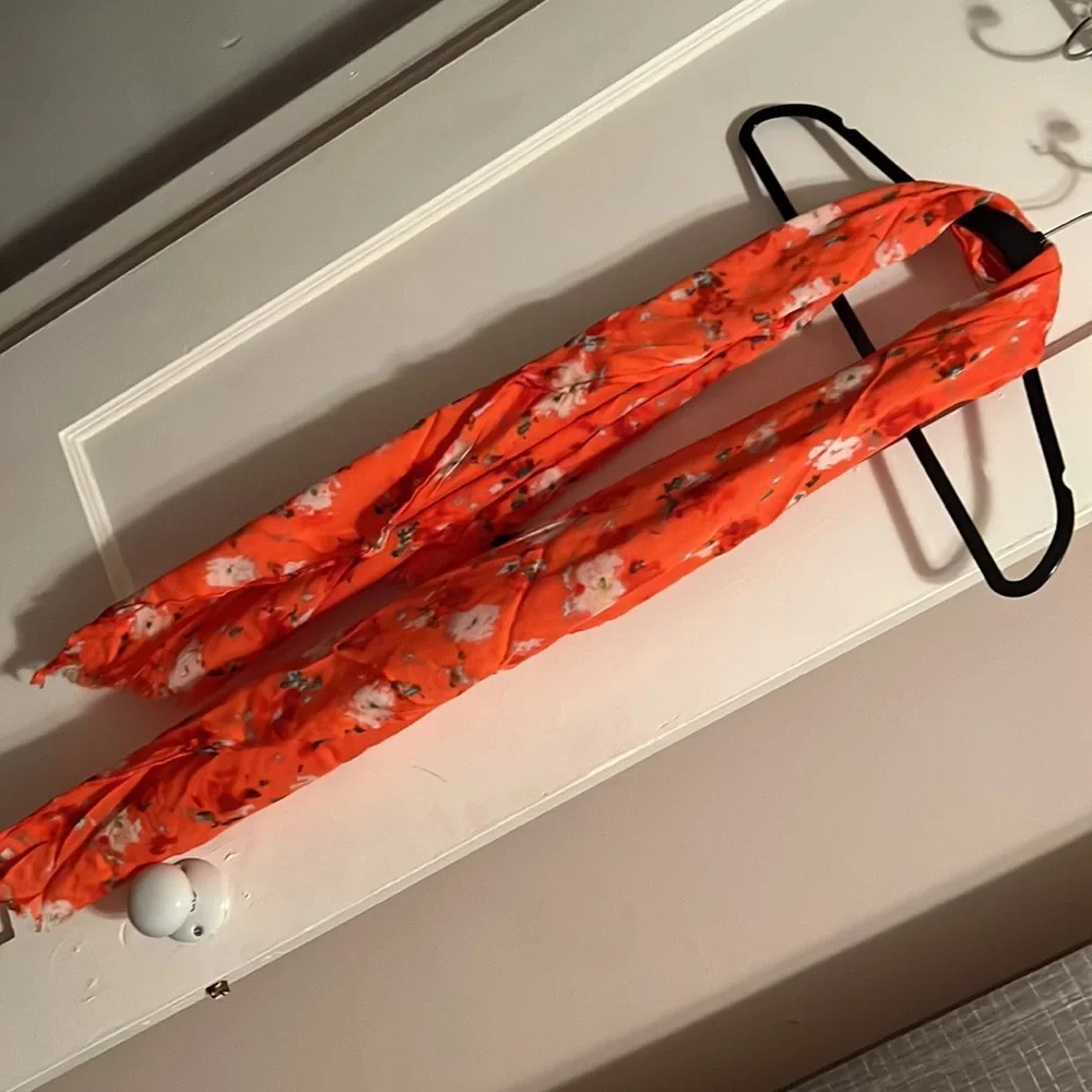 J.Crew Women’s Floral Pashmina Wool Laine Floral Scarf Wrap Shawl Red Orange